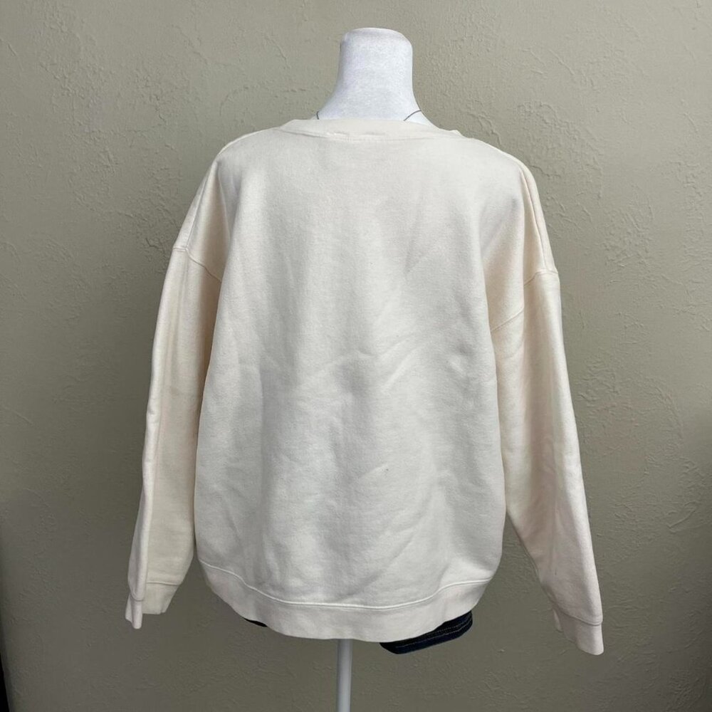 vintage 90s cream cozy cottagecore coquette embroidered logo sweatshirt - Picture 4 of 8